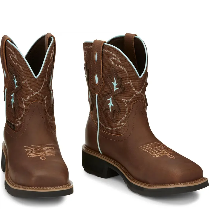 Justin Boots Chisel 8034 Nano Composite Toe Waterproof Work Boot Mocha brown Women Work