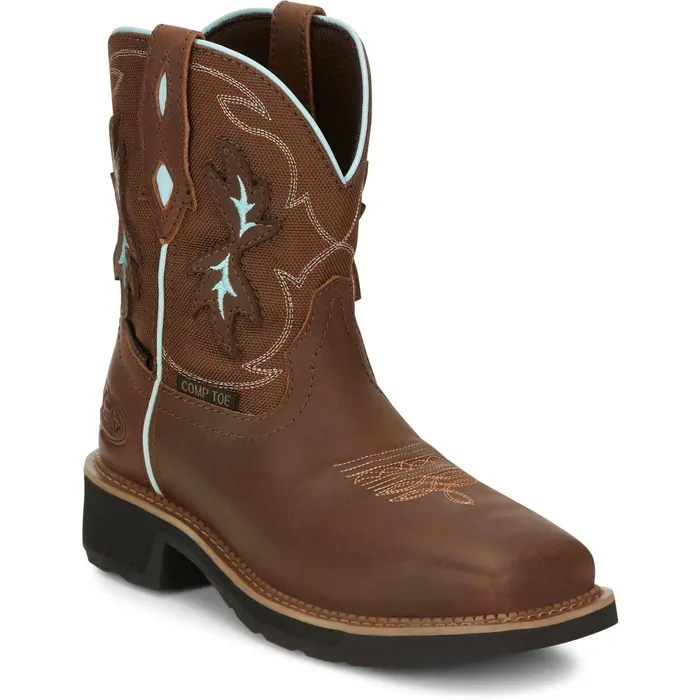 Justin Boots Chisel 8034 Nano Composite Toe Waterproof Work Boot Mocha brown Women Work