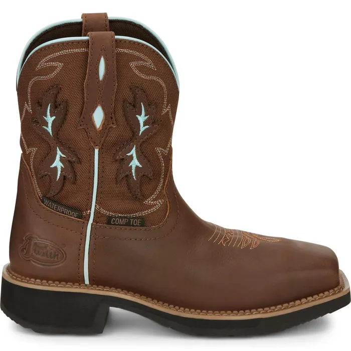 Justin Boots Chisel 8034 Nano Composite Toe Waterproof Work Boot Mocha brown Women Work