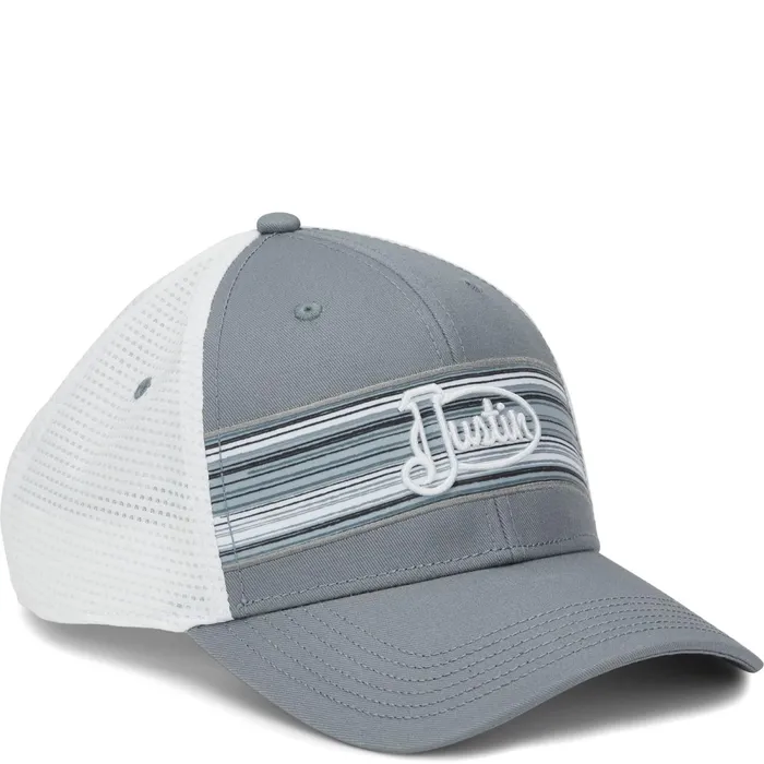 Justin Boots Justin Logo Stripes Cap Greywhite Mesh grey MenWomen Hats and Caps