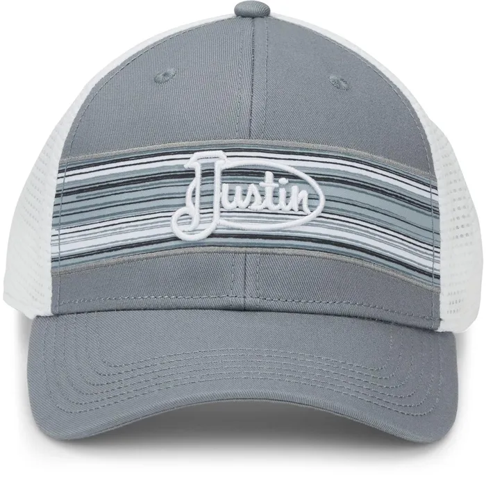 Justin Boots Justin Logo Stripes Cap Greywhite Mesh grey MenWomen Hats and Caps