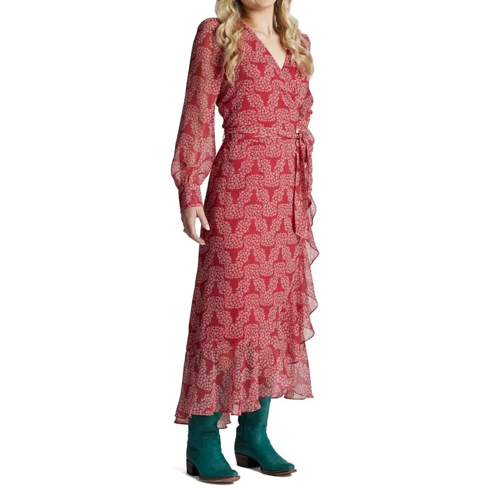 Justin Boots Justin Wrap Maxi Dress Red Women Dresses and Skirts