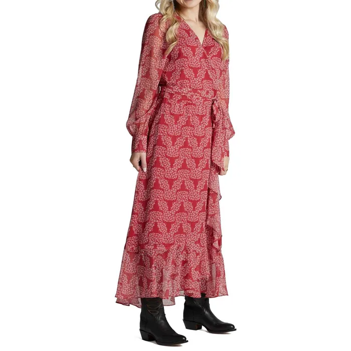 Justin Boots Justin Wrap Maxi Dress Red Women Dresses and Skirts