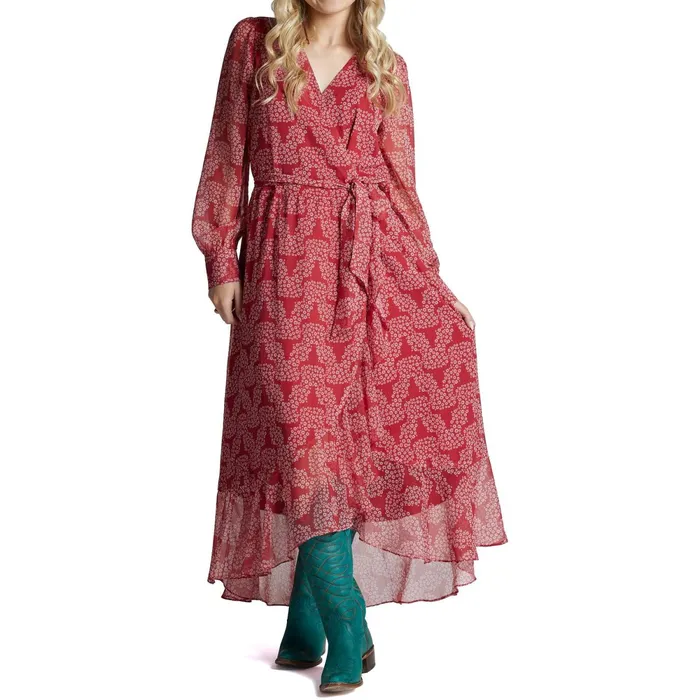 Justin Boots Justin Wrap Maxi Dress Red Women Dresses and Skirts