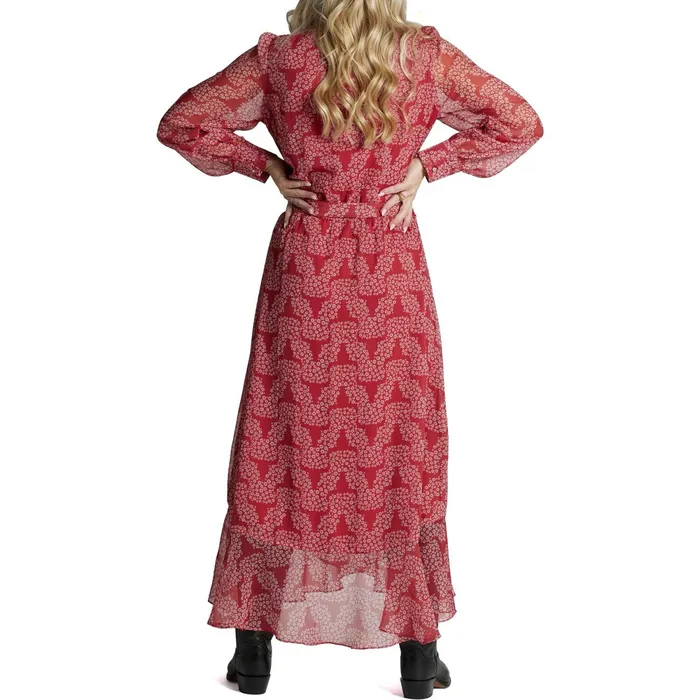 Justin Boots Justin Wrap Maxi Dress Red Women Dresses and Skirts