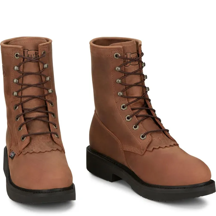 Justin Boots Livestock 8 LaceUp Round Steel Toe Aged Brown brown Men Work