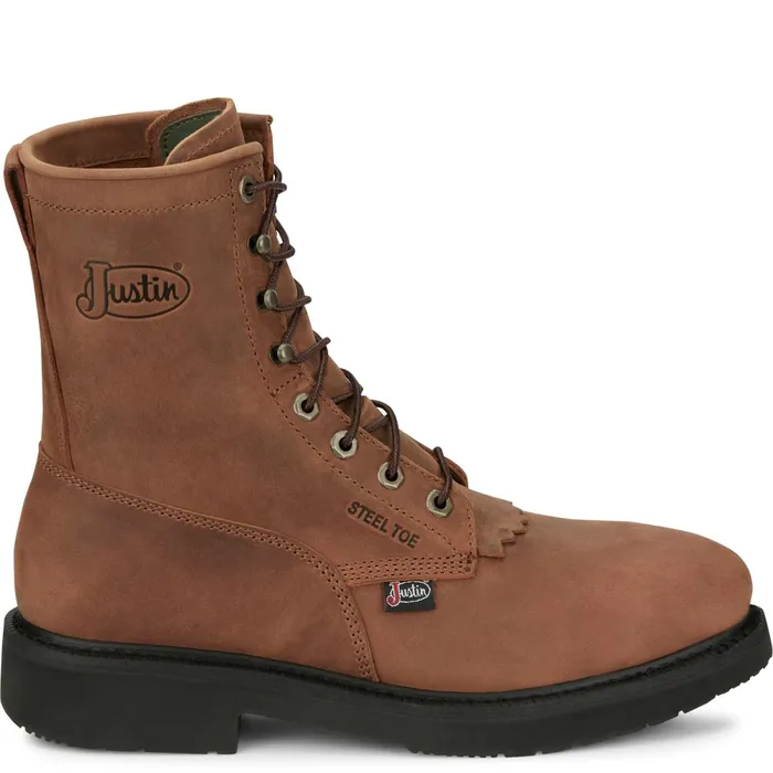 Justin Boots Livestock 8 LaceUp Round Steel Toe Aged Brown brown Men Work
