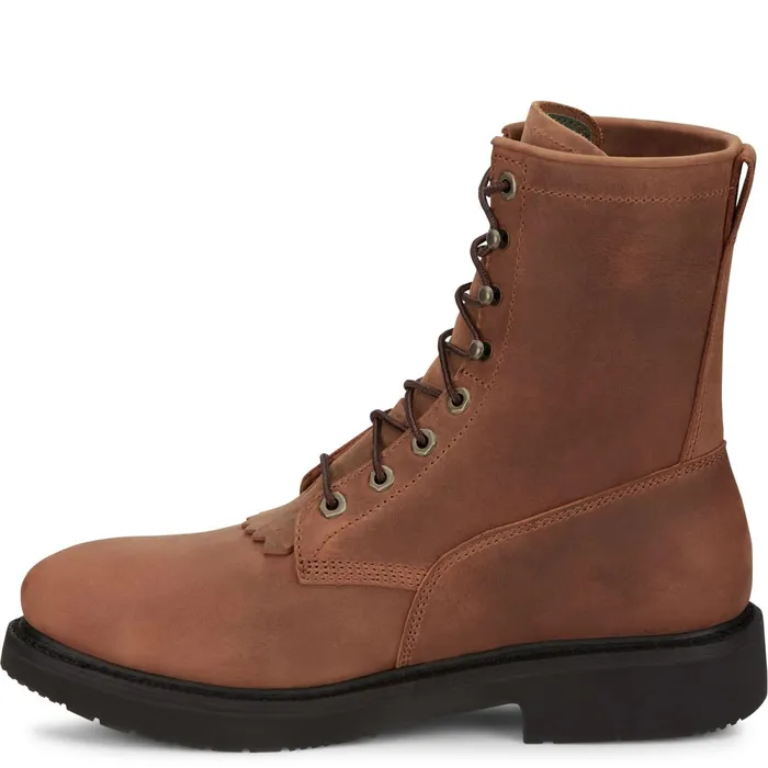 Justin Boots Livestock 8 LaceUp Round Steel Toe Aged Brown brown Men Work
