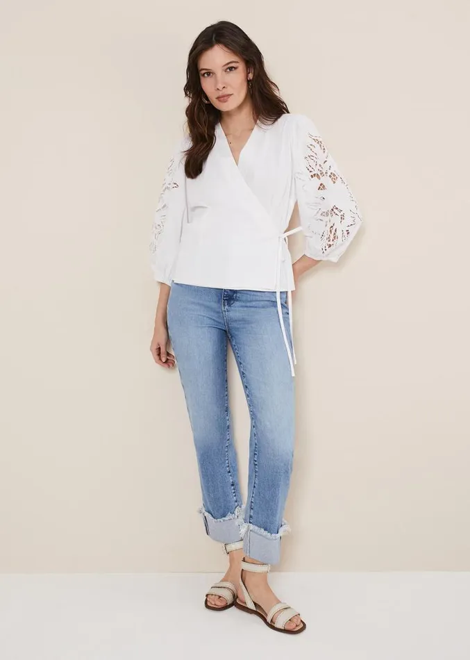 Kacey Broderie Blouse White Women Phase Eight Shirts and Blouses