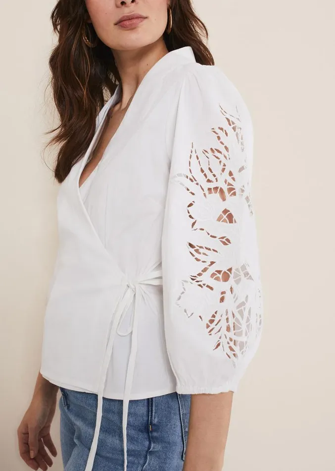 Kacey Broderie Blouse White Women Phase Eight Shirts and Blouses