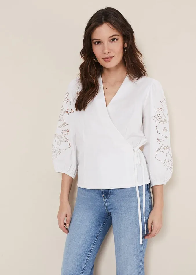 Kacey Broderie Blouse White Women Phase Eight Shirts and Blouses