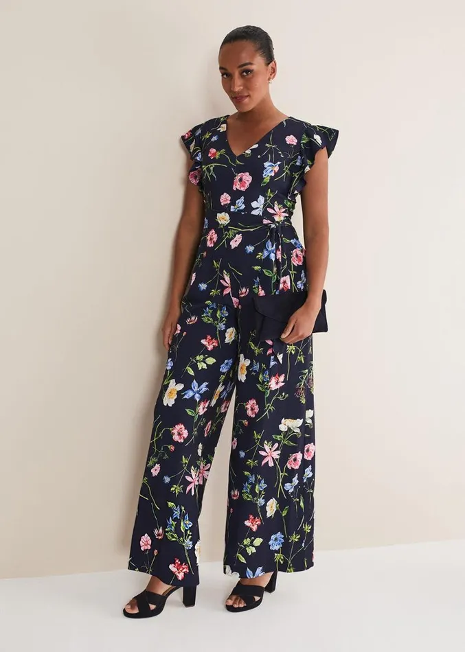 Kallie Floral Wide Leg Jumpsuit Navymulti Women Phase Eight Dresses