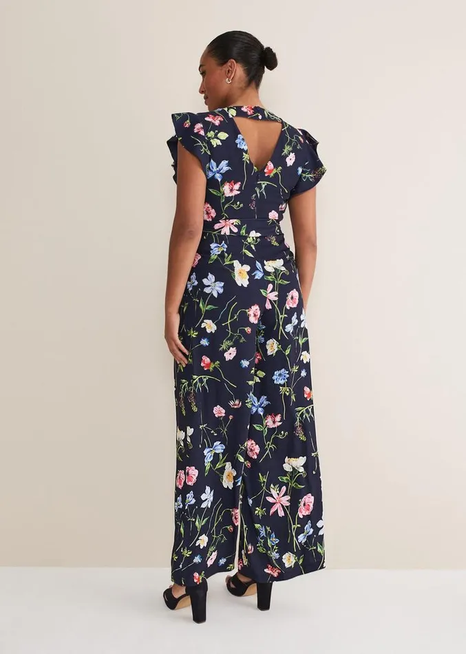 Kallie Floral Wide Leg Jumpsuit Navymulti Women Phase Eight Dresses