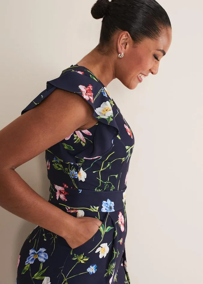 Kallie Floral Wide Leg Jumpsuit Navymulti Women Phase Eight Dresses