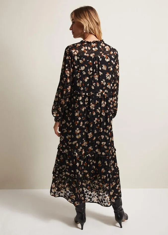 Karsyn Leopard Spot Textured Midi Dress Black Multi Women Phase Eight Dresses Karsyn Leopard Spot Textured Midi Dress Black Multi Women Phase Eight Dresses