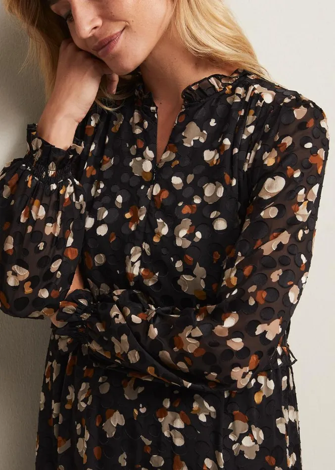 Karsyn Leopard Spot Textured Midi Dress Black Multi Women Phase Eight Dresses Karsyn Leopard Spot Textured Midi Dress Black Multi Women Phase Eight Dresses