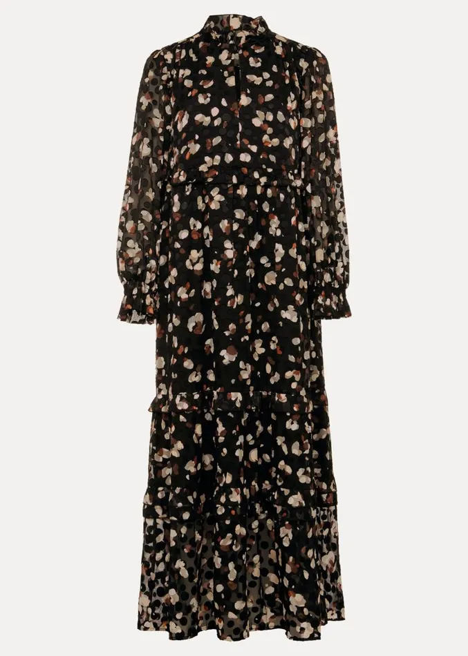 Karsyn Leopard Spot Textured Midi Dress Black Multi Women Phase Eight Dresses Karsyn Leopard Spot Textured Midi Dress Black Multi Women Phase Eight Dresses