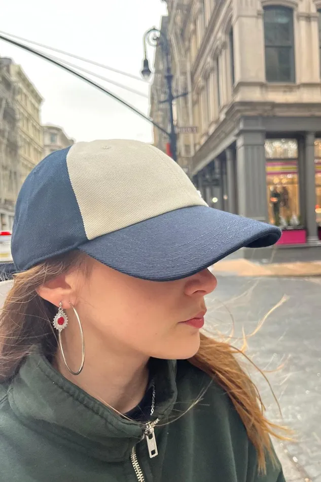 Katherine Navy Colorblock Baseball Cap Classic Navy Women Brandy Melville Hats and Caps