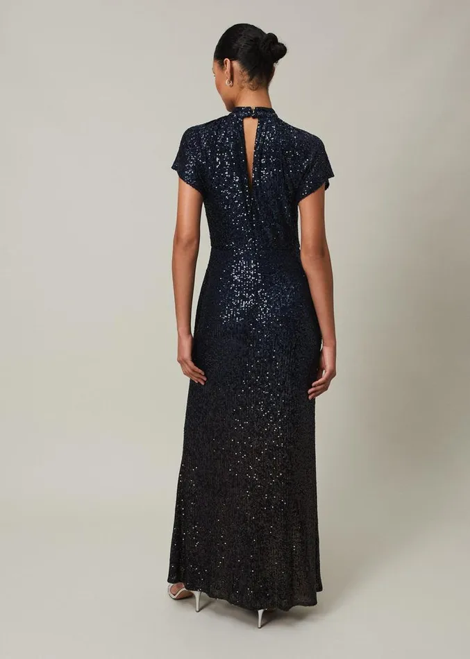 Kayla Sequin Ombre Maxi Dress Navy Women Phase Eight Dresses