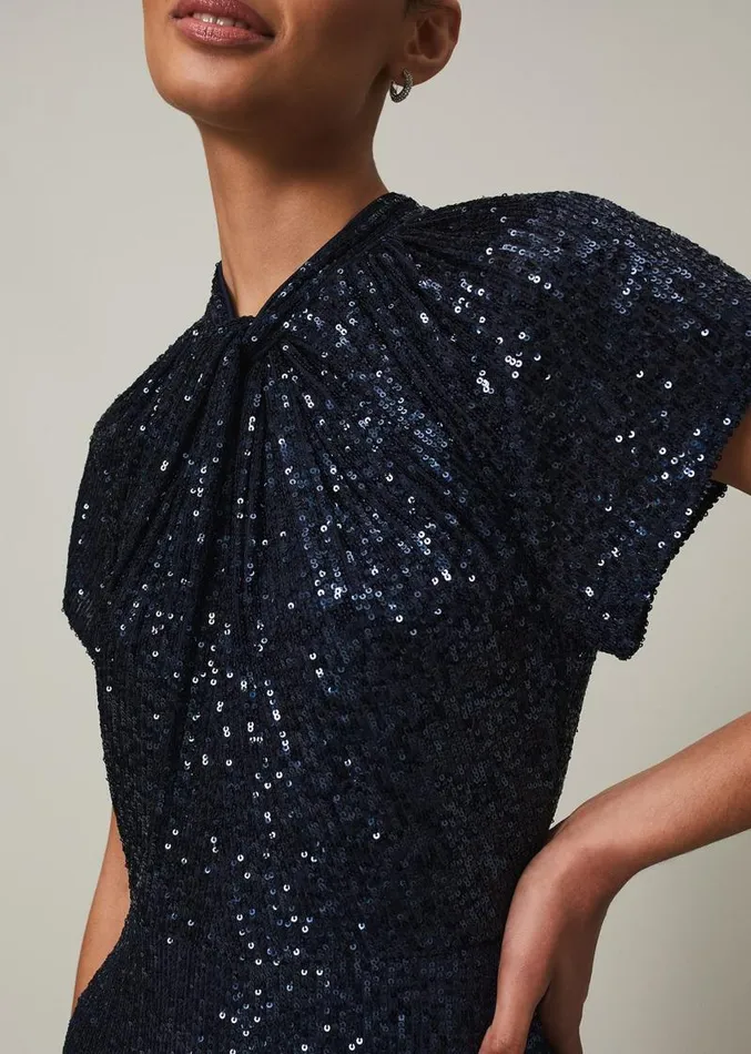 Kayla Sequin Ombre Maxi Dress Navy Women Phase Eight Dresses