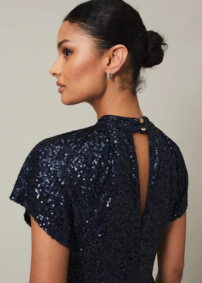 Kayla Sequin Ombre Maxi Dress Navy Women Phase Eight Dresses