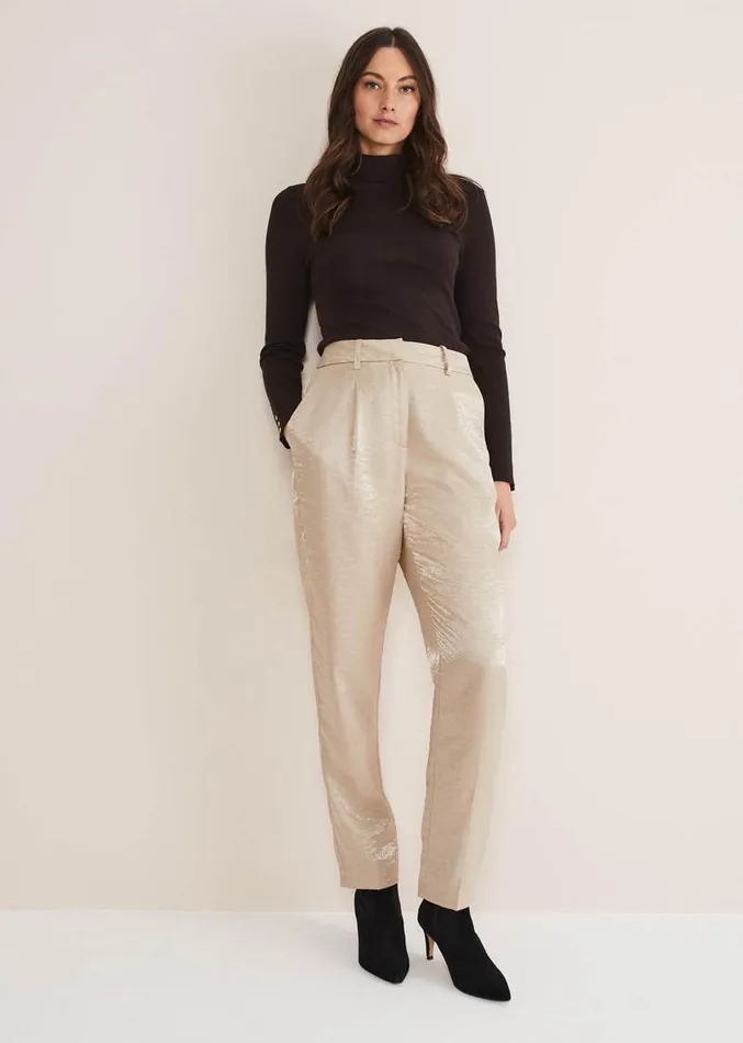 Kehlani Shimmer Peg Trouser CoOrd Champagne Women Phase Eight Trousers