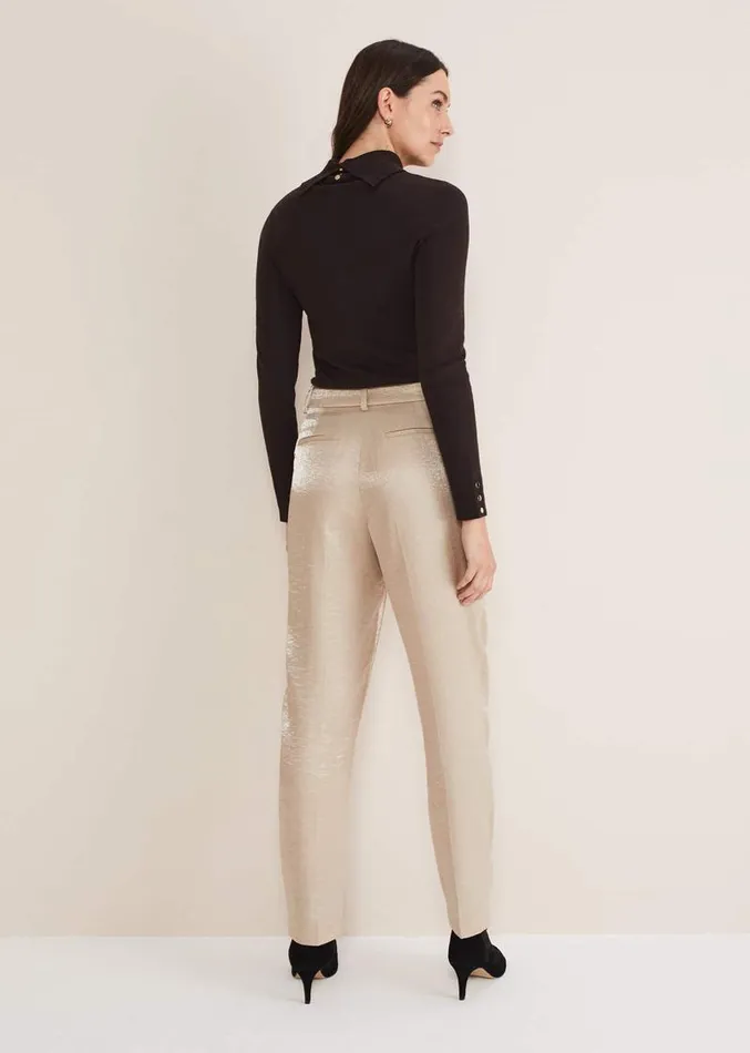 Kehlani Shimmer Peg Trouser CoOrd Champagne Women Phase Eight Trousers