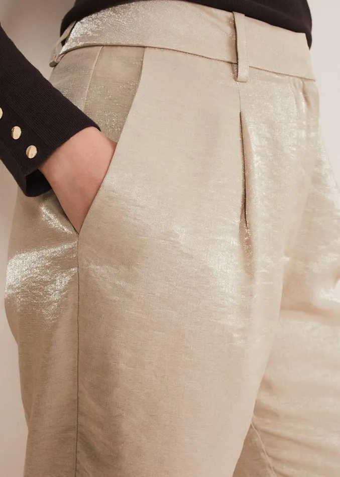 Kehlani Shimmer Peg Trouser CoOrd Champagne Women Phase Eight Trousers