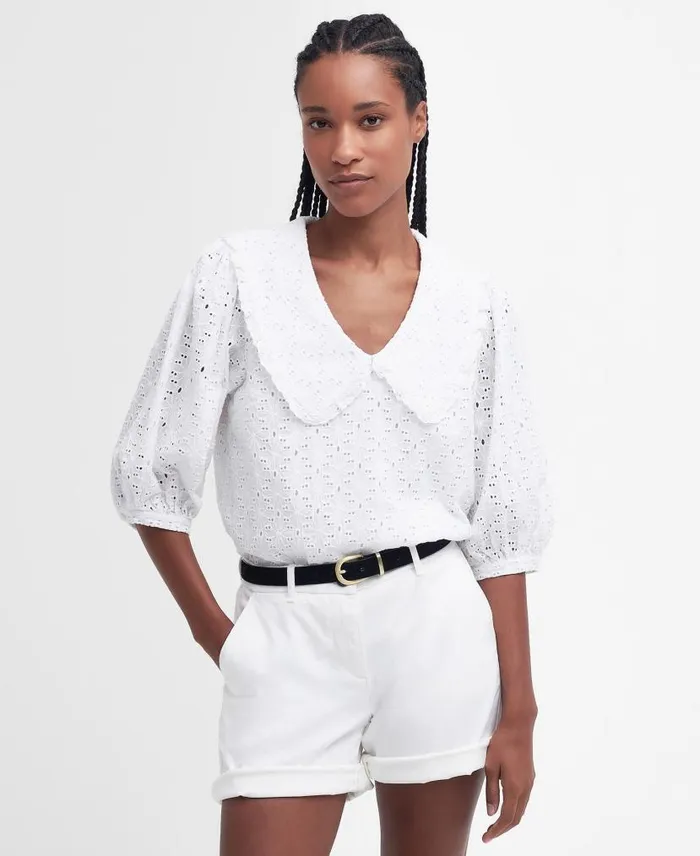 Kelley Broderie Anglaise Blouse Classic White Women Barbour Shirts and Blouses