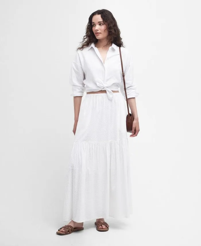 Kelley Midi Skirt Classic White Women Barbour Dresses and Skirts