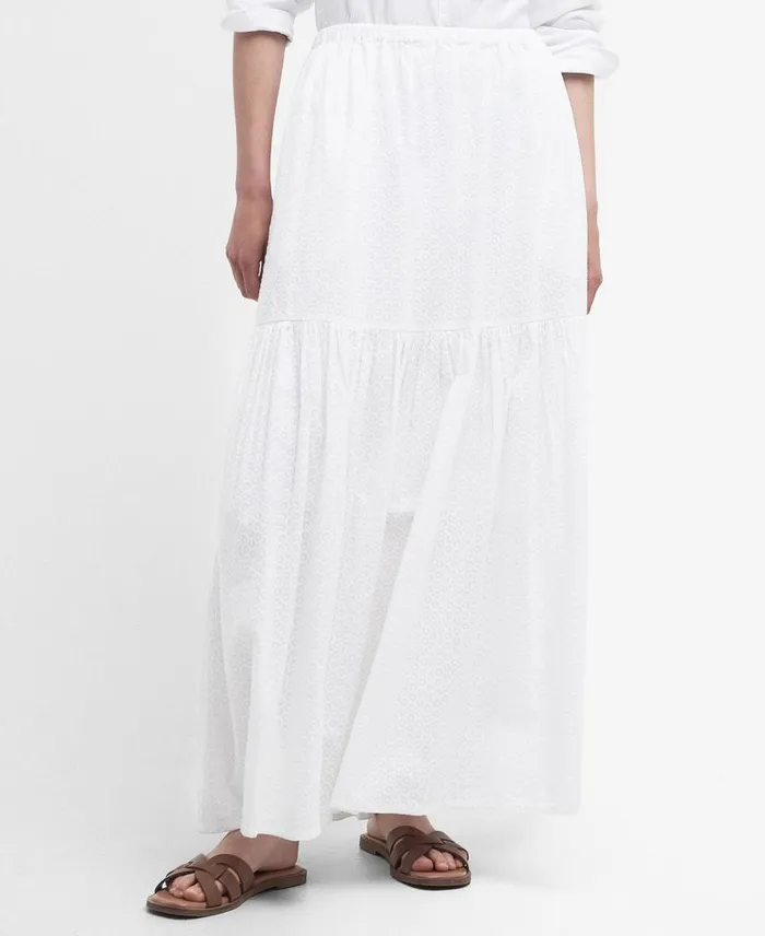 Kelley Midi Skirt Classic White Women Barbour Dresses and Skirts