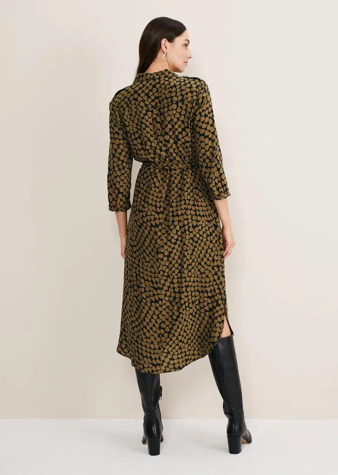 Kesia Heart Print Shirt Dress Khakiblack Women Phase Eight Dresses