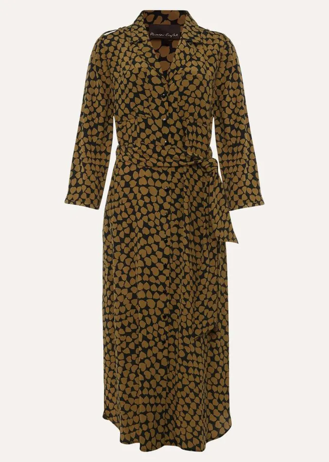Kesia Heart Print Shirt Dress Khakiblack Women Phase Eight Dresses