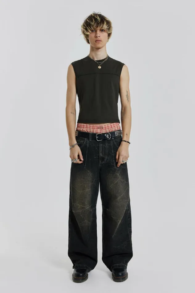 Khaki Slub Tank Khaki Men Jaded London Vests