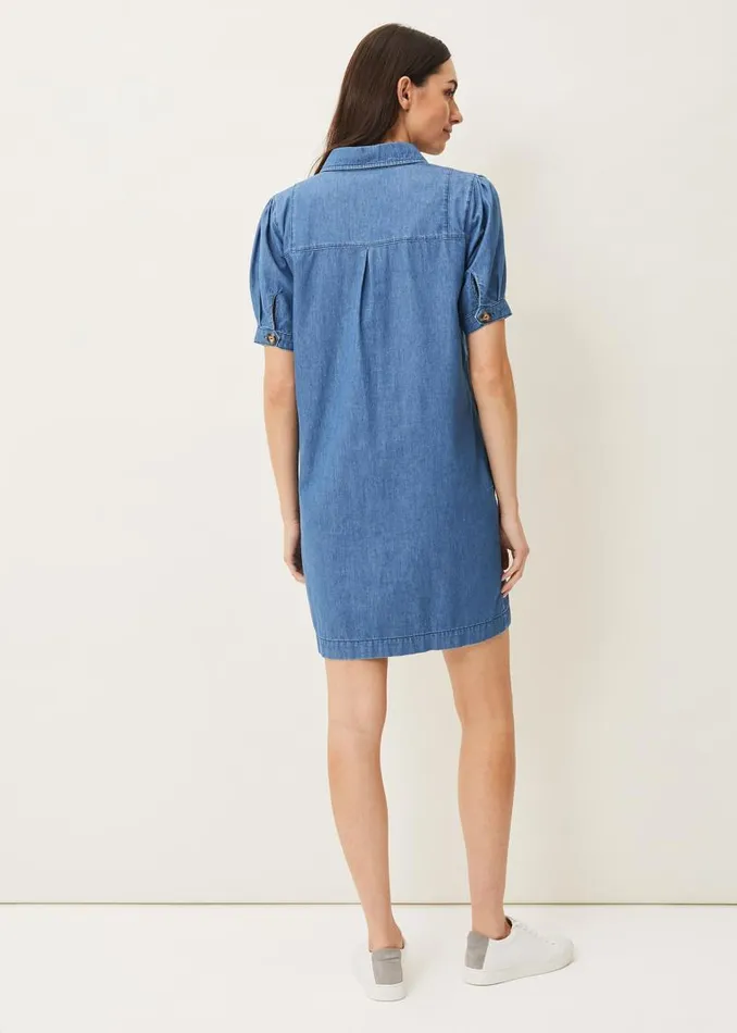 Kiah Puff Sleeve Denim Dress Denim Women Phase Eight Dresses