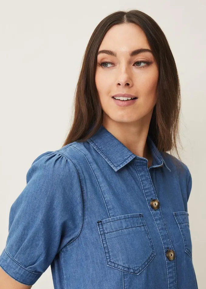 Kiah Puff Sleeve Denim Dress Denim Women Phase Eight Dresses