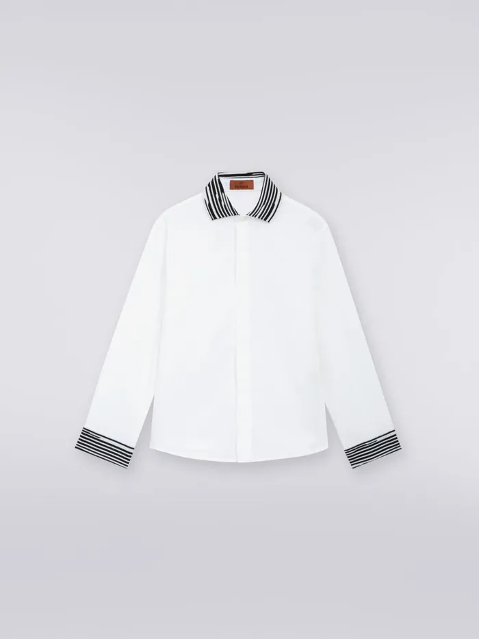 Kids LongSleeved Cotton Shirt Black and White Missoni Clothing