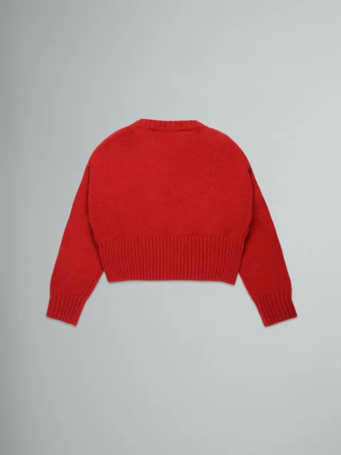 Kids Marni Red WoolBlend Pullover With Stars