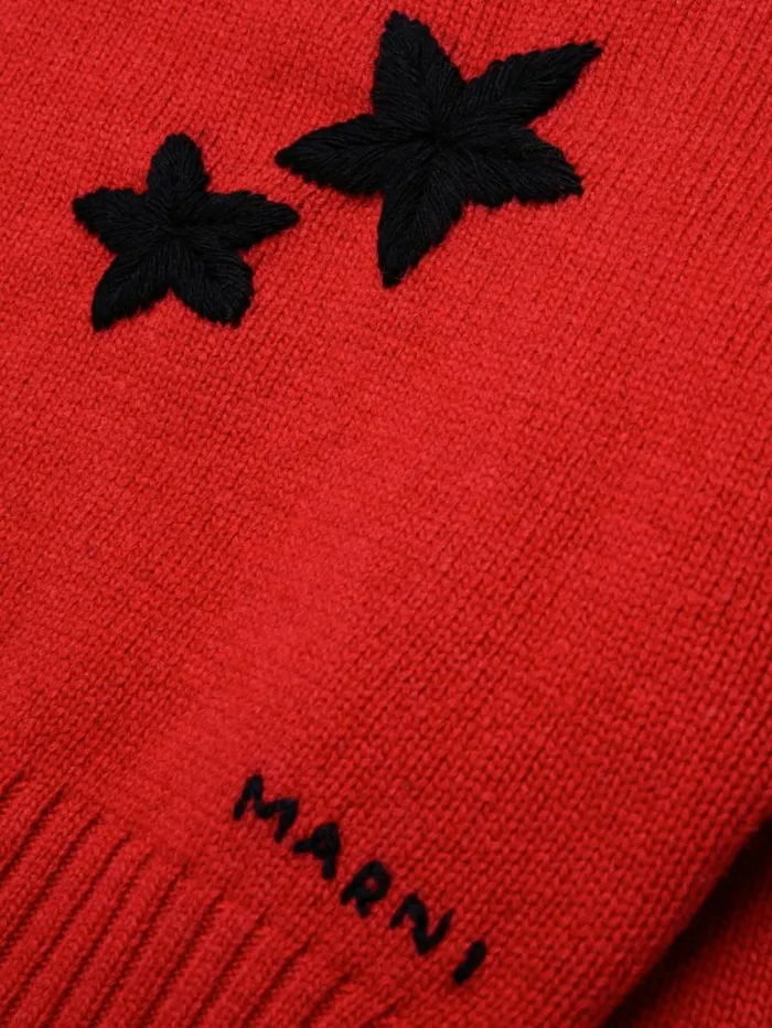 Kids Marni Red WoolBlend Pullover With Stars