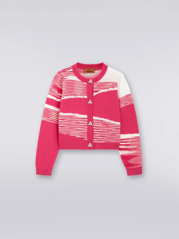 Kids Pure Virgin Wool Cardigan Pink Missoni Clothing