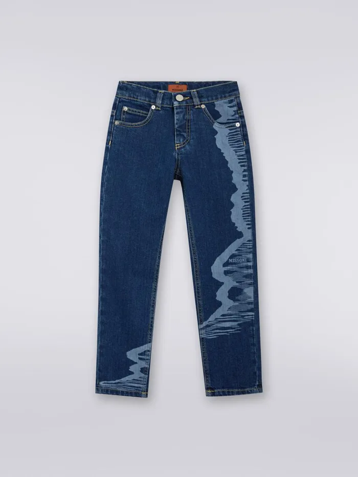 Kids Stretch Cotton Trousers White and Blue Missoni Clothing