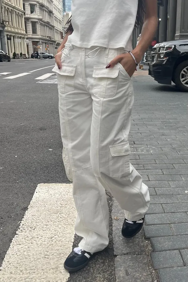 Kim Cargo Pants White Women Brandy Melville Bottoms