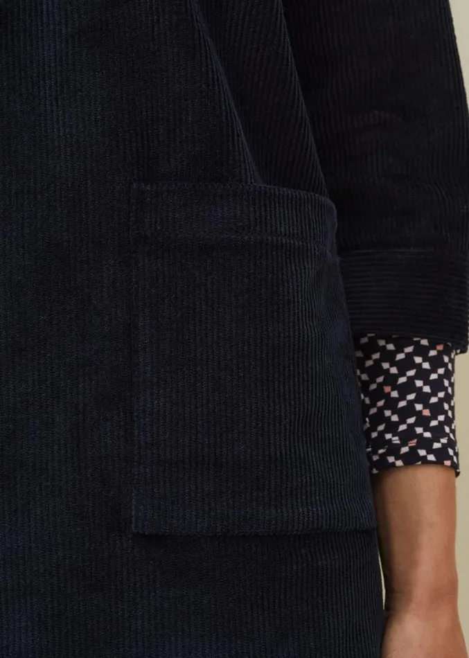 Kirsty Corduroy Zip Front Dress Navy Women Phase Eight Dresses