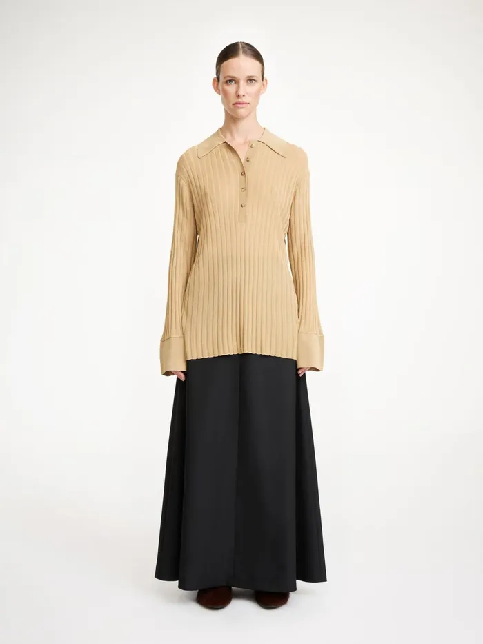 Knitwear Women By Malene Birger Delphine RibKnit Sweater Warm Sand