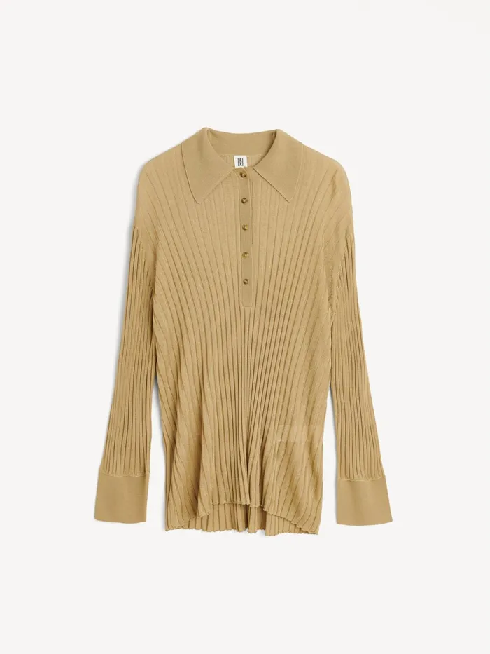 Knitwear Women By Malene Birger Delphine RibKnit Sweater Warm Sand