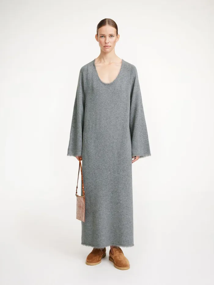 Knitwear Women By Malene Birger Lovella Maxi Dress Grey Melange
