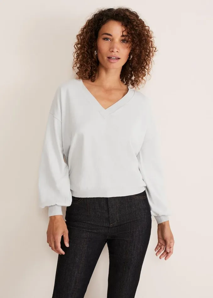 Kylie V Neck Balloon Sleeve Knit Eau De Nil Women Phase Eight Knitwear
