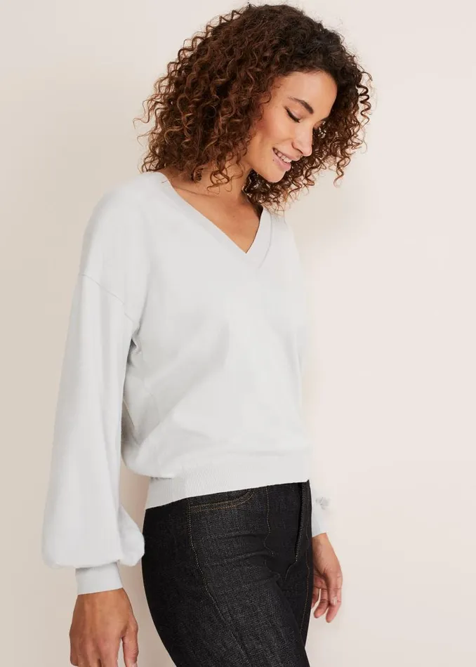 Kylie V Neck Balloon Sleeve Knit Eau De Nil Women Phase Eight Knitwear
