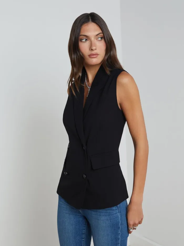 L039Agence Blazers and Jackets Women Aldora Vest Black L039Agence Blazers and Jackets Women Aldora Vest Black