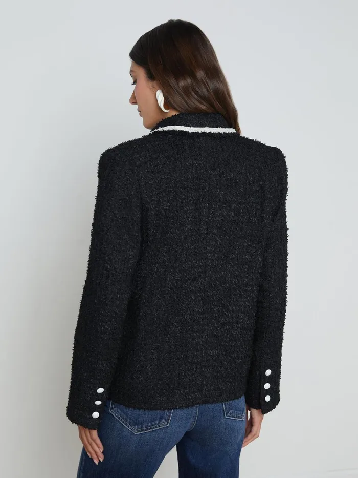 L039Agence Blazers and Jackets Women Alectra Tweed Jacket Blackwhite L039Agence Blazers and Jackets Women Alectra Tweed Jacket Blackwhite